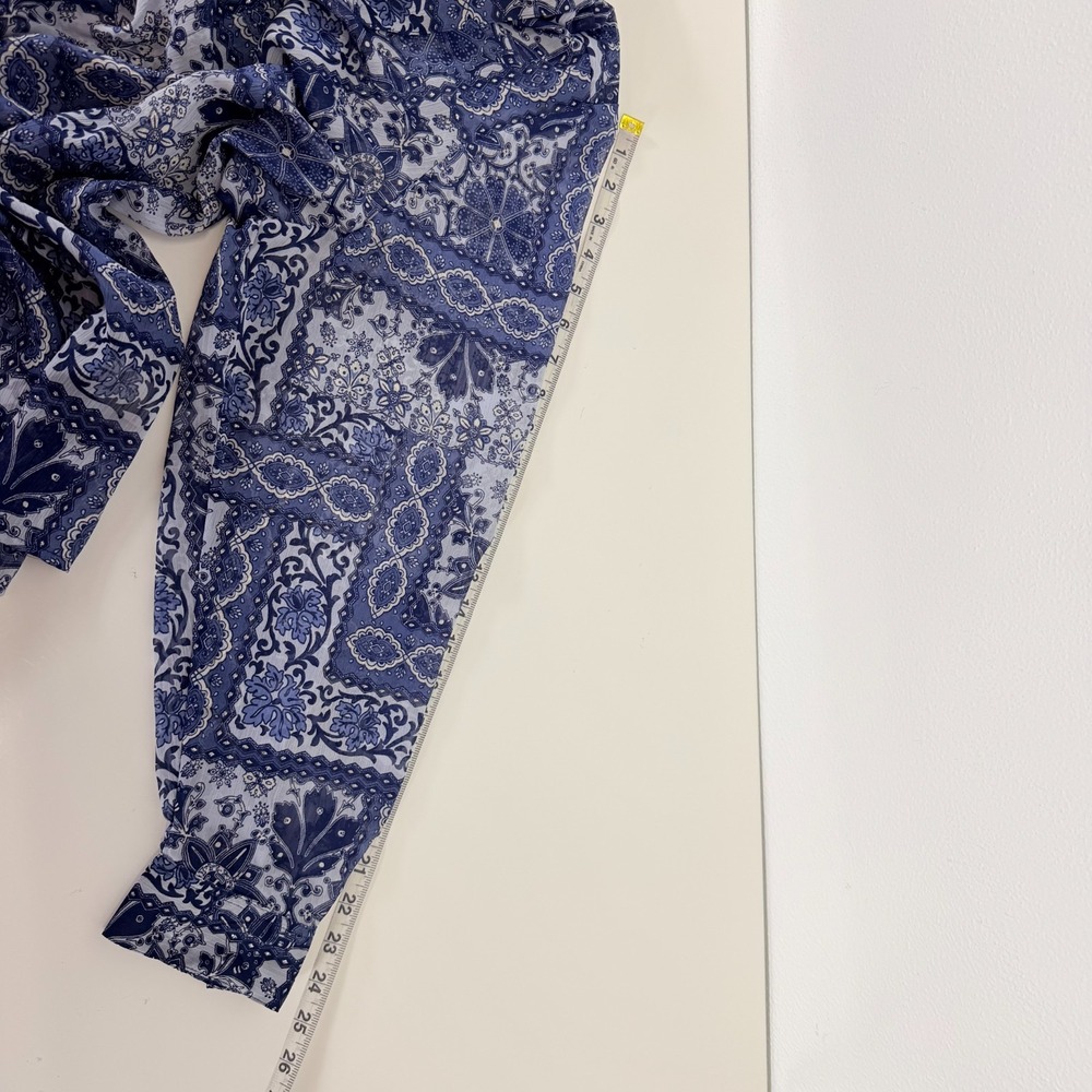 Dressbarn Patchwork Sheer Long Sleeve Button Up Blouse Boho Blue Tunic Size 2X - Picture 8 of 8